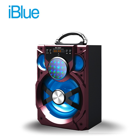 PARLANTE IBLUE BLUETOOTH ILUMINADO USB/MICRO SD/FM 15W-600MAH RED (PN MS-186BTRD)